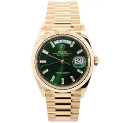 ROLEX DAY-DATE 36MM GREEN DIAL WATCH 128238 YG