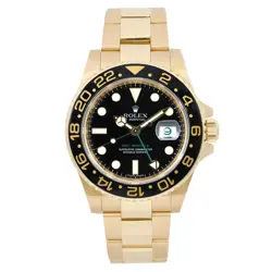 ROLEX GMT-MASTER II 18K YELLOW GOLD BLACK DIAL AUTOMATIC MENS WATCH 116718