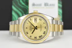 ROLEX 36mm 18kt Gold & SS DateJust Champagne Roman Oyster Band 116233 SANT BLANC