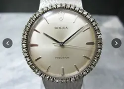 ROLEX PRECISION MENS STAINLESS STEEL & DIAMOND WATCH