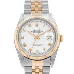 ROLEX DATEJUST 36 16233 36MM STEEL YELLOW GOLD FLUTED JUBILEE MENS WATCH