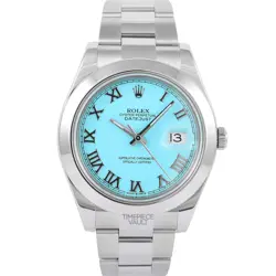 ROLEX DATEJUST II 116300 OYSTER STEEL 41MM SMOOTH BEZEL TURQUOISE ROMAN DIAL