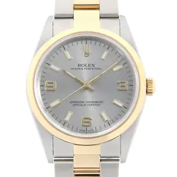 ROLEX OYSTER PERPETUAL 14203M GRAY 369 WHITE BAR Y NUMBER SECOND HAND MENS