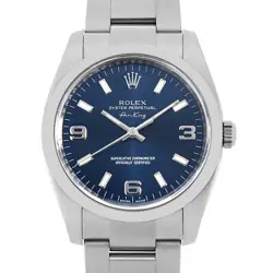 ROLEX AIR KING 114200 BLUE 369 WHITE BAR G NUMBER SECOND HAND MENS