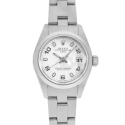 ROLEX OYSTER PERPETUAL DATE 79160 WHITE FLYING ARABIC A NUMBER SECOND HAND WOMEN