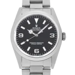 ROLEX EXPLORER I 14270 BLACK SINGLE BUCKLE N NUMBER SECOND HAND MENS