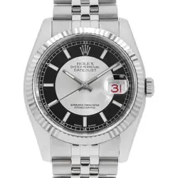 ROLEX DATEJUST 116234 BLACK AND SILVER 5 ROW JUBILEE BRACELET M NUMBER SECON...