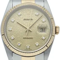 ROLEX DATEJUST MEN'S WATCH 10P DIAMOND COMPUTER DIAL 16233G(W) K18YG/STAINLE...