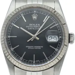 ROLEX DATEJUST MEN'S WATCH 16234(U) K18WG/STAINLESS STEEL MENSWATCH BLACK USED