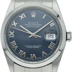 ROLEX DATEJUST MEN'S WATCH 16200(P) STAINLESS STEEL MENSWATCH BLUE USED