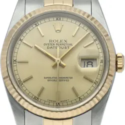 ROLEX DATEJUST MEN'S WATCH 16233(E) K18YG/STAINLESS STEEL MENSWATCH CHAMPAGN...