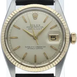 ROLEX DATEJUST MEN'S WATCH ANTIQUE 1601(1) K18Y/STAINLESS STEEL/LEATHER MENS...