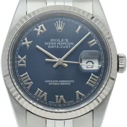 ROLEX DATEJUST MEN'S WATCH 16234(P) K18WG/STAINLESS STEEL MENSWATCH BLUE USED