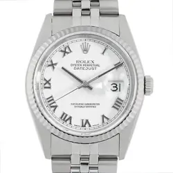 ROLEX DATEJUST 16234 WHITE ROMAN 5 ROW JUBILEE BRACELET Y NUMBER SECOND HAND...