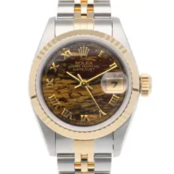 ROLEX DATEJUST WATCHES 69173 STAINLESS STEEL K18 YELLOW GOLD OBSIDIAN USED