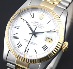 ROLEX DATEJUST 16013 CAL 3035 QUICK SET AUTOMATIC MEN`S BUCKLEY DIAL DATE WATCH