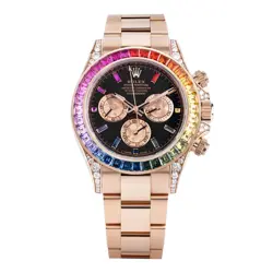 ROLEX DAYTONA WATCH 40MM BLACK DIAMOND BAGUETTE INDEX MARKERS DIAL ROSE GOLD