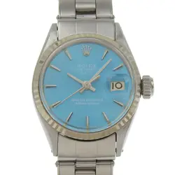 ROLEX 6517 DATE CAL.1130 OYSTER PERPETUAL WATCHES LIGHT BLUEDIAL STAINLESS...