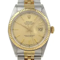 ROLEX OYSTER PERPETUAL DATEJUST WATCHES 16013 TAPESTRY CAL.3035 CHAMPAGNE ...