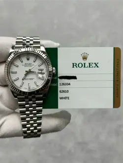 ROLEX DATEJUST 41 126334 WITH CARD STEEL WHITE GOLD 41MM WHITE DIAL JUBILEE BAND