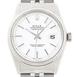 ROLEX MENS DATEJUST 16014 18K WHITE GOLD STEEL WHITE DIAL JUBILEE WATCH