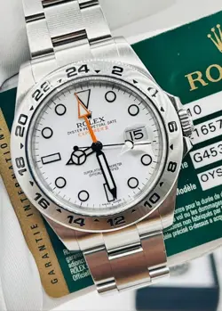 ROLEX EXPLORER 216570 SILVER OYSTER BRACELET WITH SILVER BEZEL W/ PAPERS