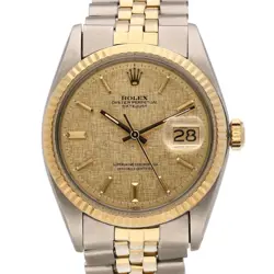 ROLEX DATEJUST 1601 GENTS 36MM STEEL & GOLD LINEN DIAL, 1972
