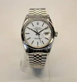 1979 ROLEX DATEJUST AUTOMATIC WATCH REF 16000 SMOOTH BEZEL RARE WHITE DIAL 36MM