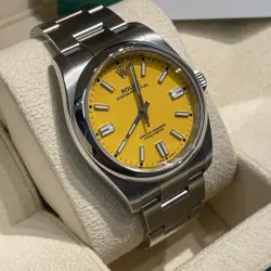 ROLEX OYSTER PERPETUAL 36MM CUSTOM YELLOW DIAL OYSTERSTEEL REF: 116000