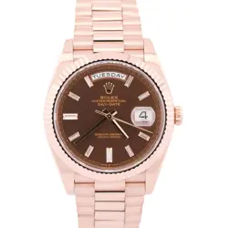 MINT ROLEX DAY-DATE PRESIDENT 40MM FACTORY CHOCOLATE BAGUETTE 18K 228235 BOX