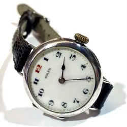 #907 ANTIQUE ROLEX TRENCH WATCH, STERLING SILVER CASE! RUNNING!
