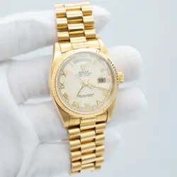 ROLEX 18038 DAY DATE 18K YELLOW GOLD WITH CREAM DIAL 1981 B&P