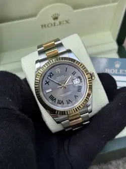 ROLEX 116333 DATEJUST 41 WIMBLEDON OYSTER 18K & SS W/ BOX & CARD