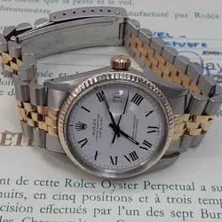 W/PAPERS 1981 ROLEX DATEJUST 36 MM TWO TONE JUBILEE BUCKLEY DIAL WATCH 16013