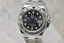 2019 ROLEX YACHT-MASTER 40MM DARK RHODIUM BLUE DIAL STEEL PLATINUM 116622