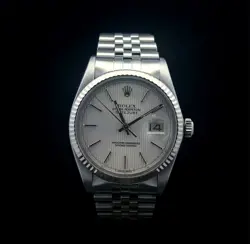 ROLEX 36MM DATEJUST - MODEL 16014  W/WHITE TAPESTRY DIAL ON JUBILEE BRACELET