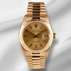 ROLEX PRESIDENT 31MM DATEJUST MIDSIZE YELLOW GOLD VINTAGE LADIES WATCH 6827