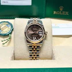 ROLEX 179171 LADY-DATEJUST 26 STEEL ROSE GOLD CHOCOLATE ROMAN VI DIAMOND JUBILEE