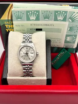 ROLEX LADIES DATE 79160 SILVER DIAL JUBILEE BRACELET STAINLESS STEEL BOX PAPERS