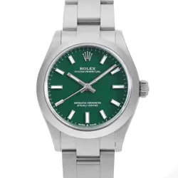 ROLEX OYSTER PERPETUAL 31 277200 GREEN WHITE BAR RANDOM NUMBER SECOND HAND B...