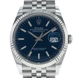 ROLEX DATEJUST 36 126234 STAINLESS STEEL BLUE DIAL & FLUTED BEZEL