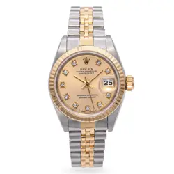 ROLEX DATEJUST 18K GOLD SS DIAMOND DIAL AUTOMATIC WOMEN'S WATCH 69173