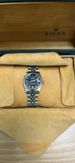 LADIES ROLEX DATEJUST MIDSIZE STEEL WHITE GOLD DIAMOND DIAL WATCH