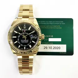 ROLEX SKY-DWELLER YELLOW GOLD 326938 BRIGHT BLACK, OYSTER BRACELET - PRE-OWNED