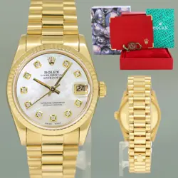 PEARL DIAMOND Rolex 68278 Yellow Gold 31mm Midsize Lady President Watch