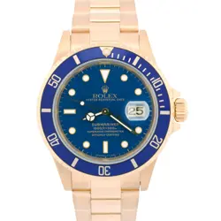 MINT 1993 ROLEX SUBMARINER DATE BLUE 18K YELLOW GOLD 40MM WATCH 16618 WATCH