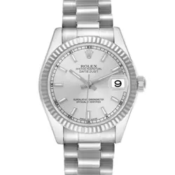 ROLEX PRESIDENT MIDSIZE 31MM WHITE GOLD SILVER DIAL LADIES WATCH 178279