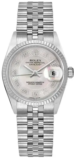 LADIES ROLEX DATEJUST 31MM WHITE MOTHER OF PEARL DIAL STEEL/18K WHITE GOLD WATCH