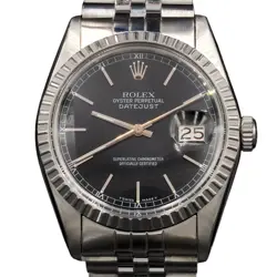 ROLEX DATEJUST MENS STAINLESS STEEL WATCH WITH JUBILEE BAND AND BLACK DIAL 16030