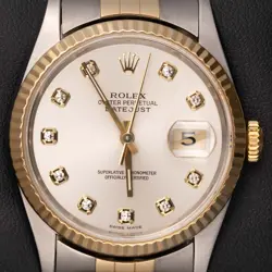 ROLEX DATEJUST 16233 FLUTED BEZEL TWO-TONE JUBILEE WATCH 36MM SILVER DIAL